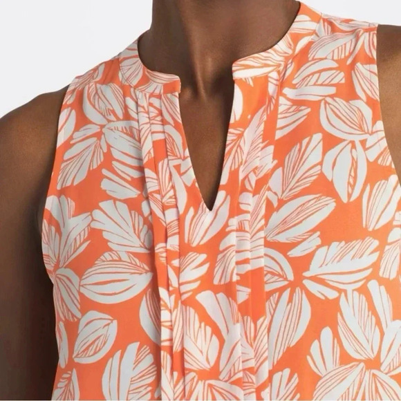 EUC 41 Hawthorn Soft Orange Breyson Pleat Detail Split Neck Blouse - Picture 2 of 5